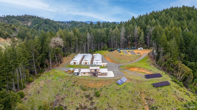 drone / aerial view with a forest view