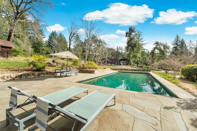 outdoor pool with a patio