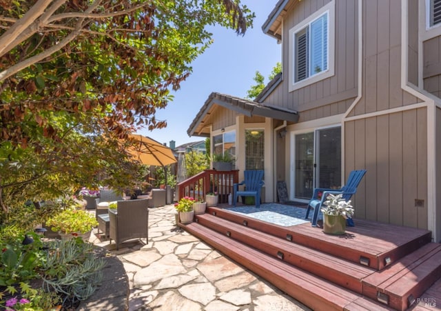 deck with a patio