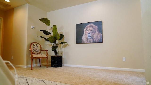 hall with carpet flooring and baseboards