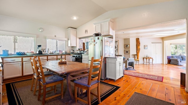 790 Tilton Rd, Sebastopol, CA 95472 - dining room with light wood-style floors and lofted ceiling