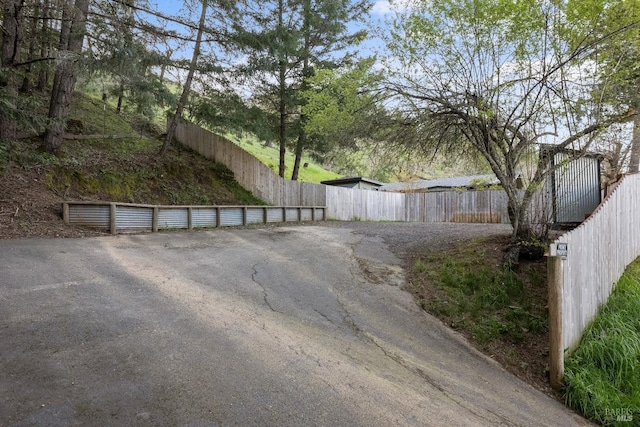 view of road with aphalt driveway