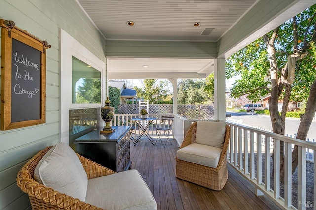 deck with covered porch