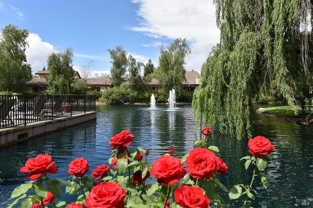 surrounding community with a water view