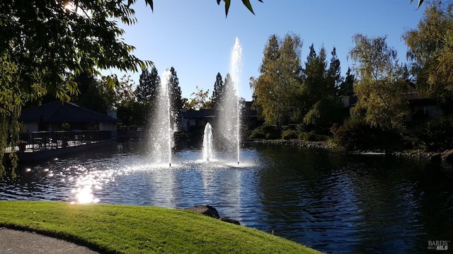 view of community featuring a water view