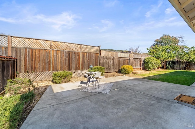 view of patio featuring a fenced backyard