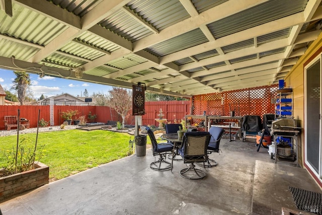 view of patio featuring a fenced backyard