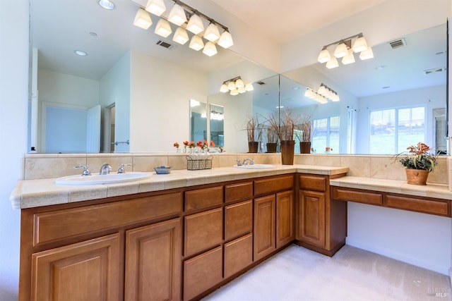 full bathroom featuring double vanity, a sink, and visible vents