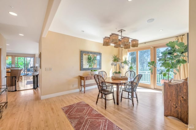 7 Highland Ave, San Rafael, CA 94901 - dining space featuring baseboards, recessed lighting, and light wood finished floors