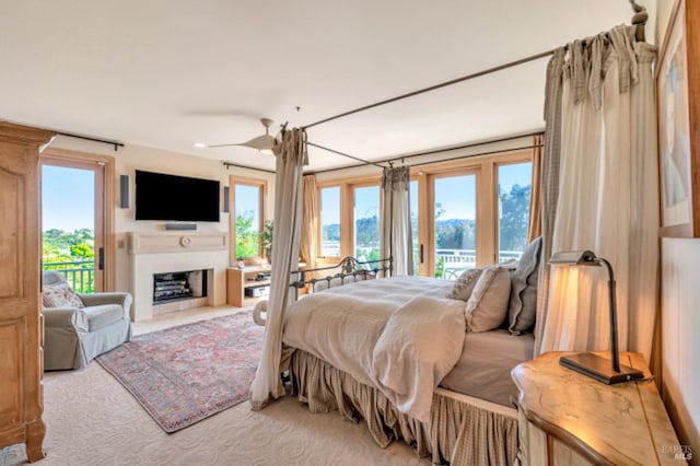 7 Highland Ave, San Rafael, CA 94901 - bedroom featuring french doors, carpet floors, access to exterior, and a fireplace