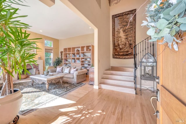 7 Highland Ave, San Rafael, CA 94901 - foyer entrance with baseboards, light wood-style floors, and stairs