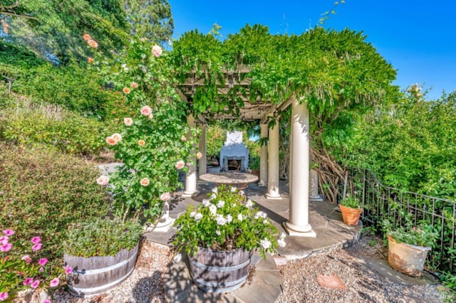 7 Highland Ave, San Rafael, CA 94901 - view of yard with a patio and exterior fireplace