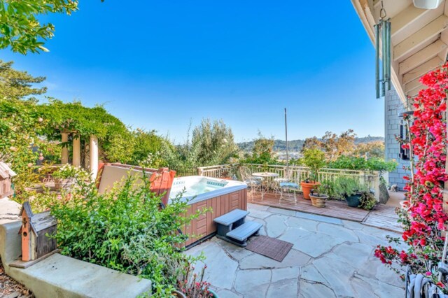 7 Highland Ave, San Rafael, CA 94901 - view of patio / terrace featuring a hot tub