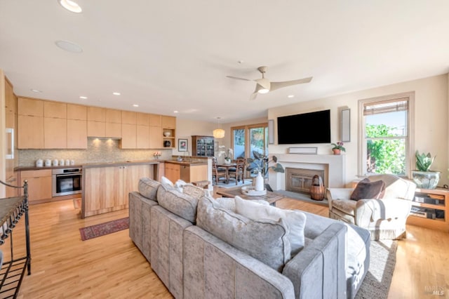 7 Highland Ave, San Rafael, CA 94901 - living room featuring light wood-style flooring, recessed lighting, and plenty of natural light