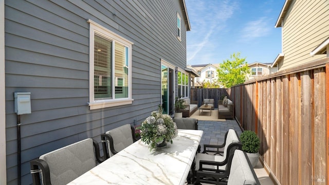 1623 Winterberry Ln, Rohnert Park, CA 94928 - view of patio with outdoor dining area, a fenced backyard, and outdoor lounge area