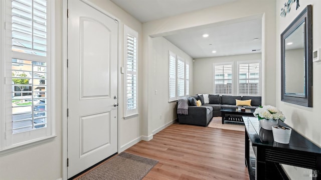 1623 Winterberry Ln, Rohnert Park, CA 94928 - entryway with light wood-style floors, baseboards, and recessed lighting