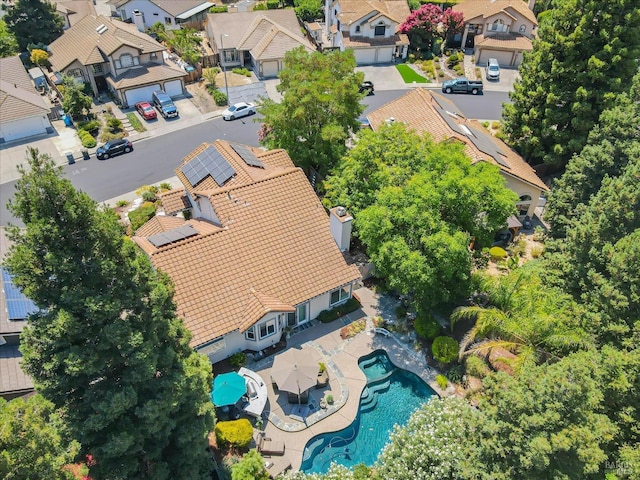 aerial view with a residential view