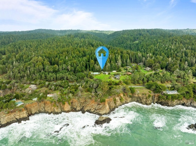 bird's eye view featuring a view of trees