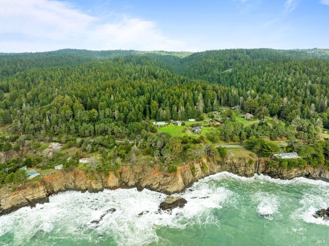 birds eye view of property featuring a view of trees