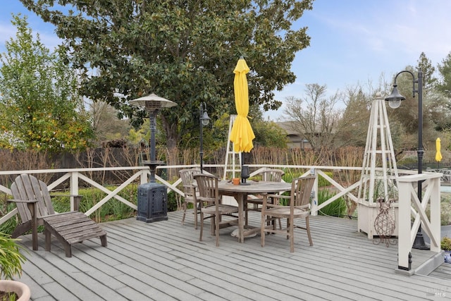 deck with outdoor dining area