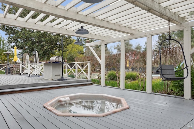 wooden terrace with a pergola