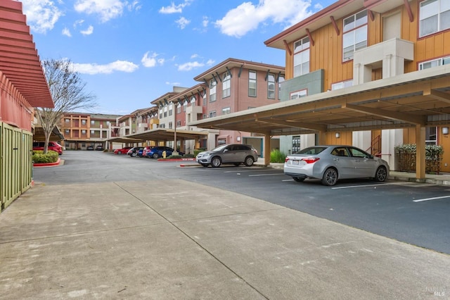 view of covered parking lot