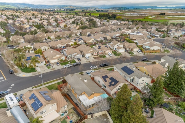 bird's eye view featuring a mountain view and a residential view