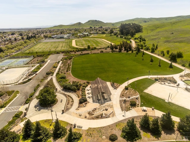 bird's eye view featuring a mountain view