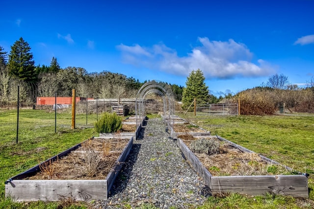 view of yard featuring a garden and fence