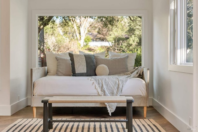 interior space featuring baseboards and wood finished floors