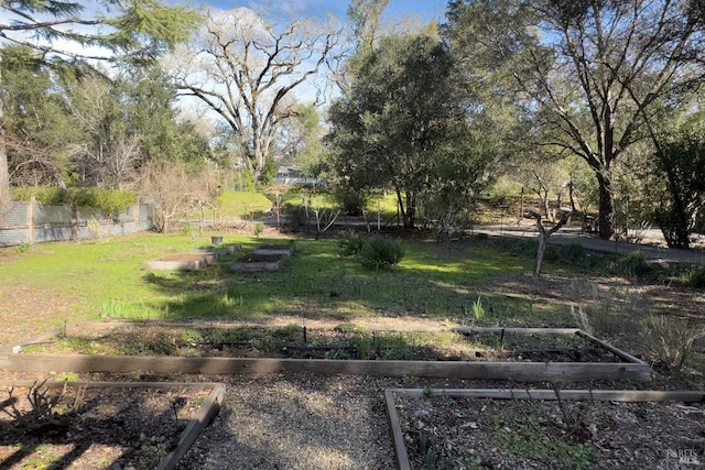 view of yard featuring a garden and fence