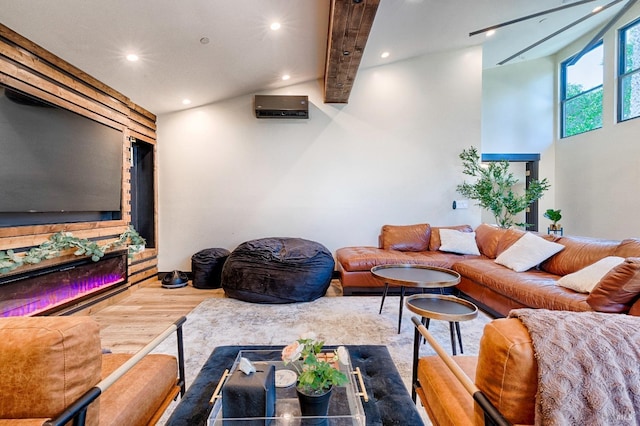 living room featuring recessed lighting and wood finished floors