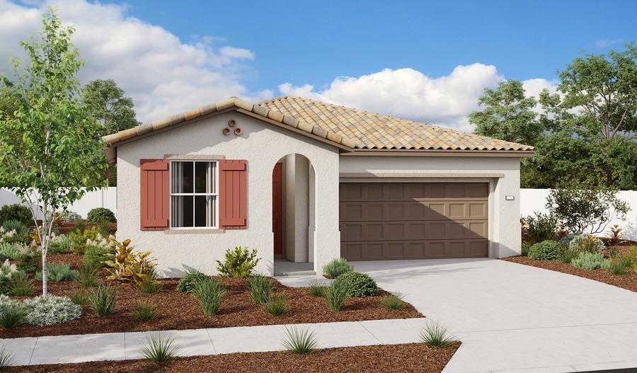 mediterranean / spanish-style house with a garage, fence, a tile roof, driveway, and stucco siding