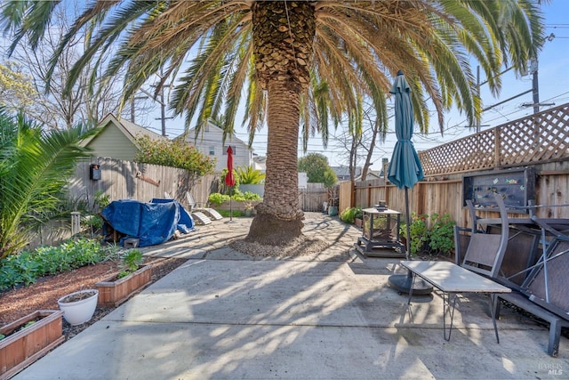 view of patio featuring a fenced backyard