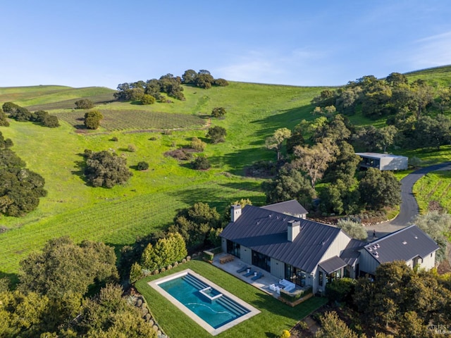 bird's eye view with a rural view