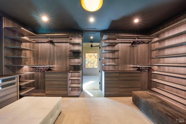 spacious closet featuring visible vents and carpet flooring