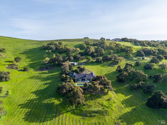 drone / aerial view with a rural view