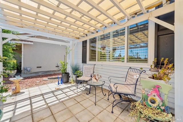 view of patio / terrace featuring a pergola