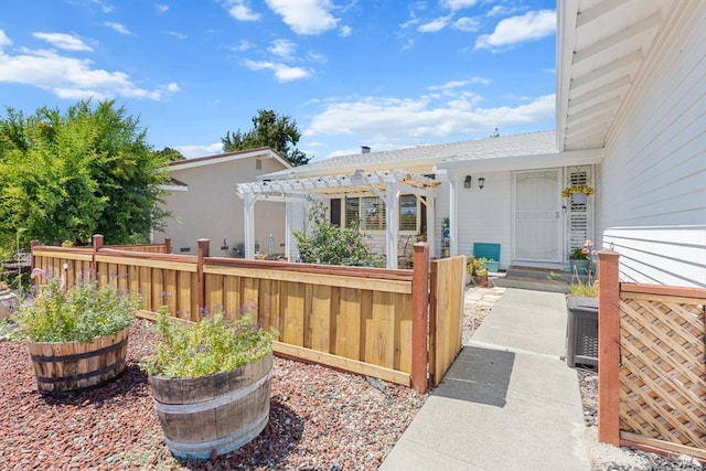 exterior space with a pergola