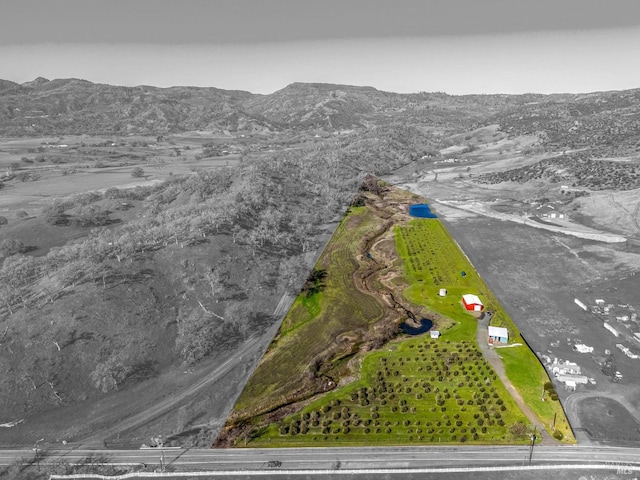 birds eye view of property featuring a mountain view