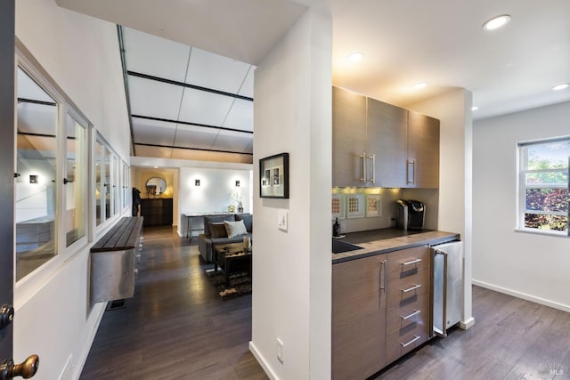 100 W Trinity Rd, Glen Ellen, CA 95442 - bar with dark wood finished floors, baseboards, and recessed lighting
