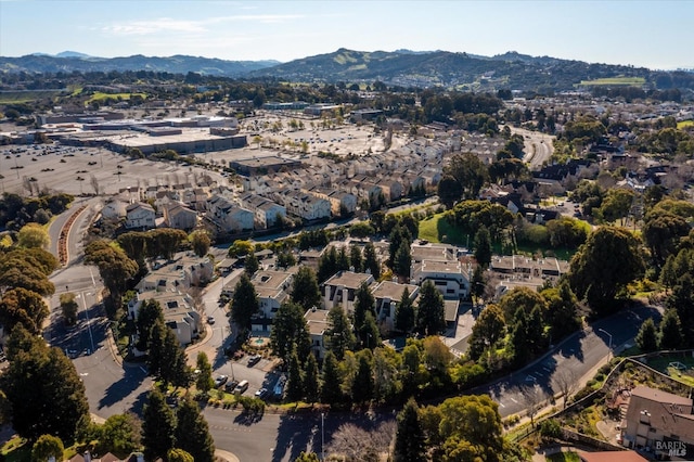 aerial view with a residential view and a mountain view