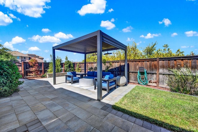 view of patio / terrace with a fenced backyard and an outdoor hangout area