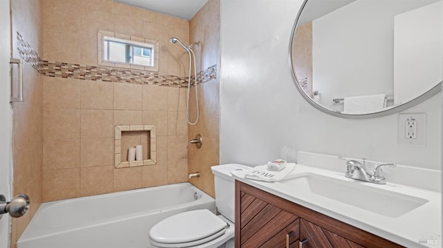 full bathroom featuring vanity, toilet, and shower / bathtub combination