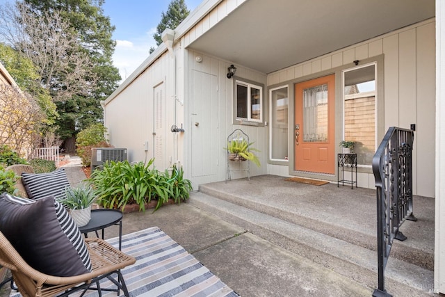 property entrance with central AC unit