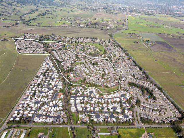 bird's eye view with a rural view