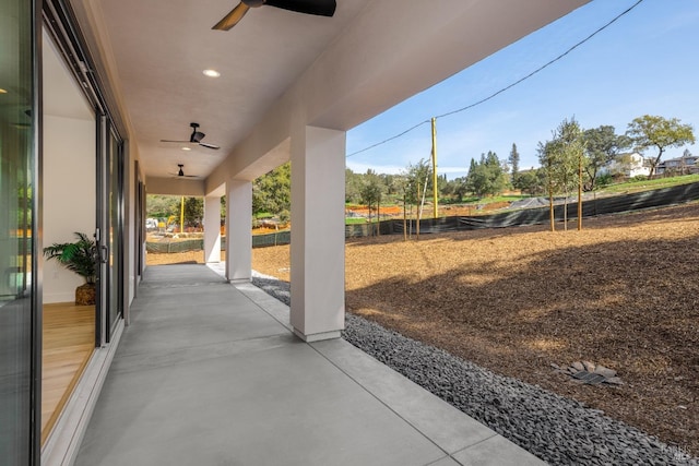 view of patio with ceiling fan