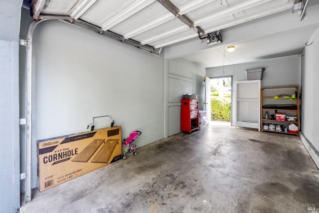 garage with a garage door opener