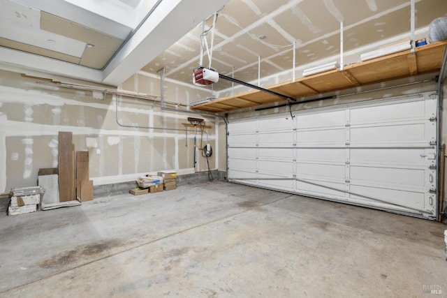 garage with a garage door opener