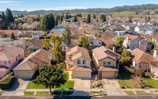 aerial view with a residential view and a mountain view
